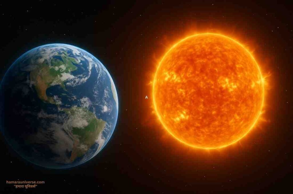 earth-motion-rotation-revolution рдЕрдВрддрд░рд┐рдХреНрд╖ рд╕реЗ рдкреГрдереНрд╡реА рдФрд░ рд╕реВрд░реНрдп рдХрд╛ рджреГрд╢реНрдп, рдЬреЛ рдкреГрдереНрд╡реА рдХреА рдЧрддрд┐ рдХреЛ рджрд░реНрд╢рд╛рддрд╛ рд╣реИред