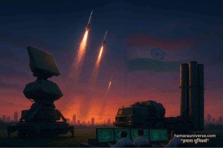 भारत का मिसाइल डिफेंस सिस्टम – इंटरसेप्टर मिसाइल, रडार स्टेशन और सुरक्षा तकनीक का आधुनिक दृश्य