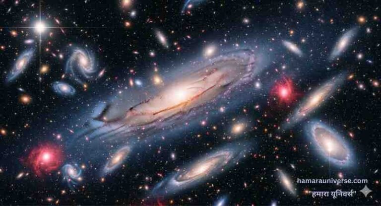 ब्रह्मांड की विशालता को दर्शाता एक परिदृश्य, जिसमें अनगिनत आकाशगंगाएँ, तारे और नेबुला फैले हुए हैं यही observable universe है