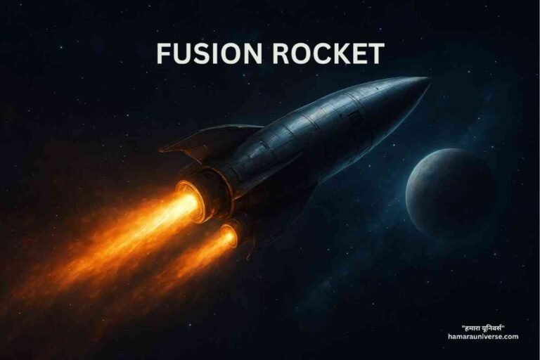 Fusion Rocket Sunbird Fusion Drive futuristic space engine concept in deep space